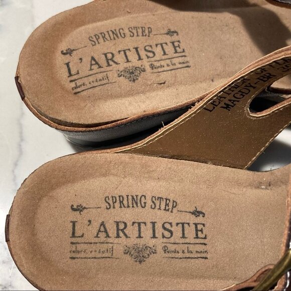 L’ARTISTE Sz 35 Spring Step Leather Strappy Wedges  Sandals - Picture 3 of 10